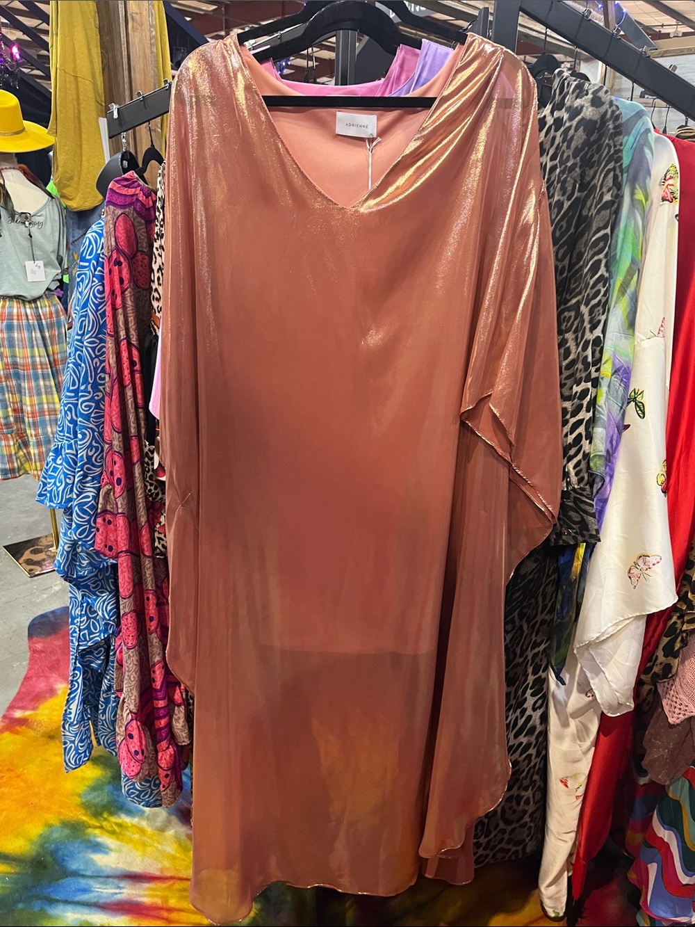 Adrienne Shimmery Rose Gold Maxi Dress